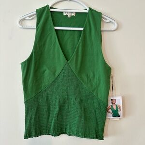 Nation LTD Los Angeles Evalina Tank, Green Lawn V-Neck Top, New with Tags NWT